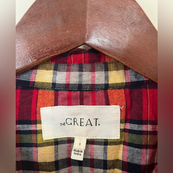 THE GREAT. The Cottage Plaid Button Down Shirt Size 1, Small - Picture 4 of 10